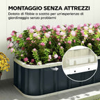 Outsunny Raised Garden Bed with Open Bottom and Folded Steel Edges, 136x52x31 cm, Dark Grey