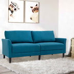 3-Seater Fabric Sofa with Deep Seat and Thick Padding, 191x79x87 cm, Peacock Blue
