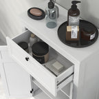 Bathroom Cabinet with 2 Doors and Drawer, Space-Saving Bathroom Cabinet with Adjustable Shelves, 60x30x102.5 cm, White
