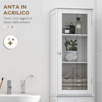 Kleankin Mobile Column Bathroom Space With Cardboard, Drawer and MDF shelves, 40x27x171.5cm, White - Borgè