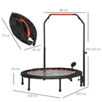 Mini Fitness Trampoline Ø102 cm with Adjustable Handlebar, Foldable Elastic Trampoline, Black