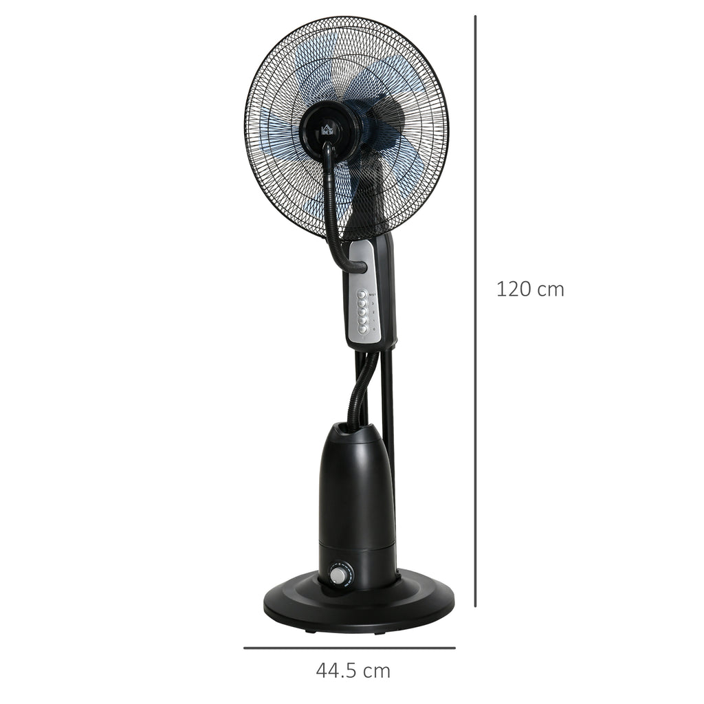 HOMCOM 90W Nebulizer Fan with 4 Wheels with 2.8L Tank and 4 Speeds, in Metal, PE and ABS, 44.5x38.5x120 cm - Borgè