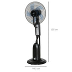 HOMCOM 90W Nebulizer Fan with 4 Wheels with 2.8L Tank and 4 Speeds, in Metal, PE and ABS, 44.5x38.5x120 cm - Borgè