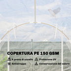Outsunny 2x3x2 m Tunnel Greenhouse with Roller Doors, Steel Frame and Anti-UV PE Cover, Transparent