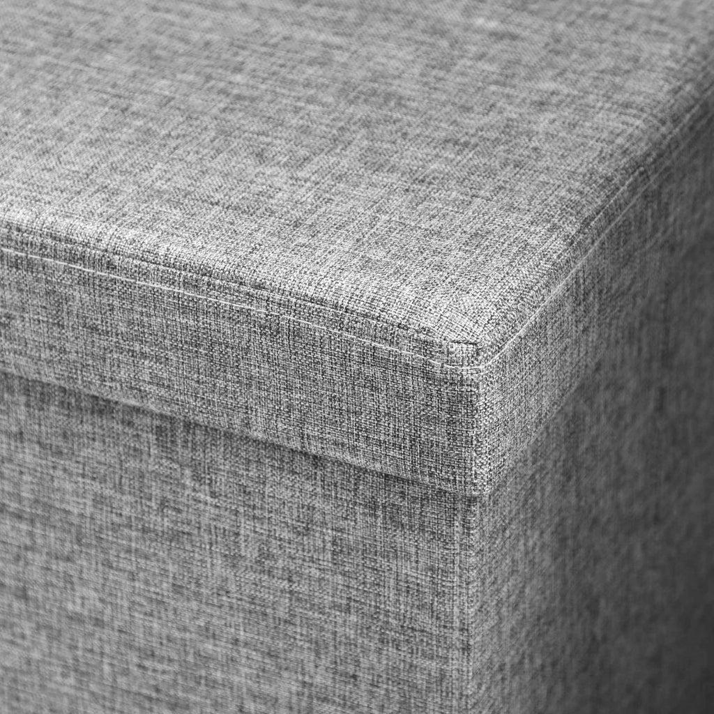 HOMCOM Folding Storage Bench with Backrest and 77L Storage Compartment, Fabric Upholstery, 76x50x73 cm, Grey