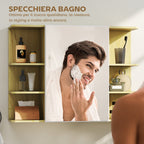 Bathroom Mirror with 2-Tier Cabinet and 6 Open Compartments, 80x20x59 cm, Wood
