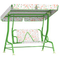 2-Seater Outdoor Children's Swing with Adjustable Canopy and Safety Belts, 112x75x120 cm, Green