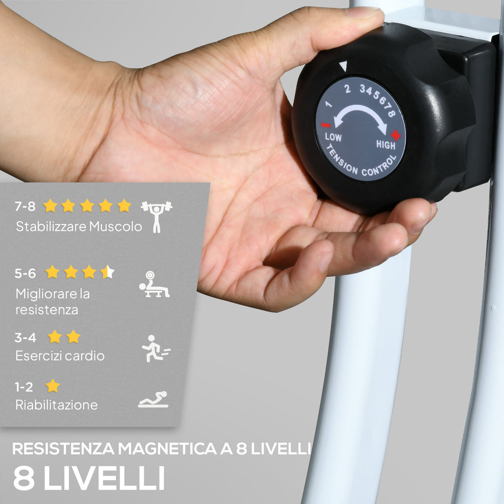 Folding Magnetic Exercise Bike with 8 Resistance Levels and Adjustable Seat, Steel, 97x43x110 cm, Black