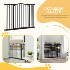 PawHut Extendable Dog Gate Without Screws Adjustable from 74-100 cm High 78 cm in Metal, Black - Borgè