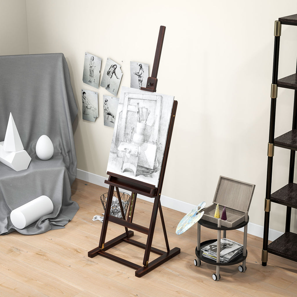 HOMCOM Adjustable Beech Wood Artist Easel with Storage Compartment, 53x50.5x171-230cm