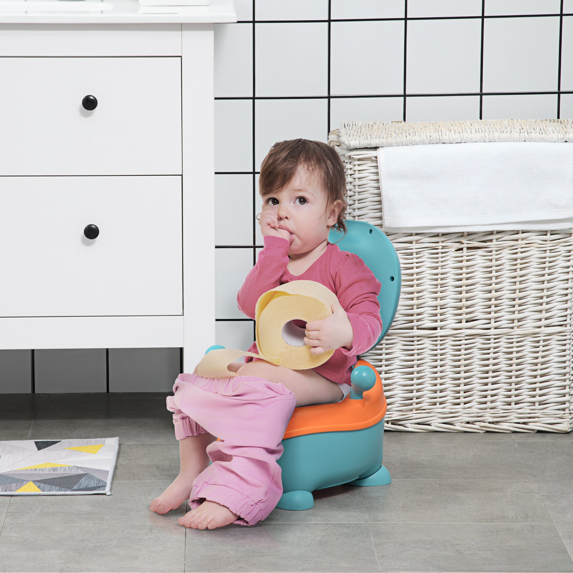 ZONEKIZ Alien-Shaped Potty for Babies from 6 Months, Ergonomic Seat, Backrest and Removable Tub, Blue