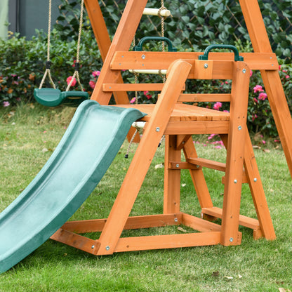 Outsunny set with slide, garden swing and wooden rope ladder for children age 3-8 years - Borgè