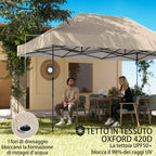 Outsunny Pop Up Folding Gazebo with Side Walls and Windows, 2.9 x 4.3 m, Metal and Oxford Fabric, Sand Brown