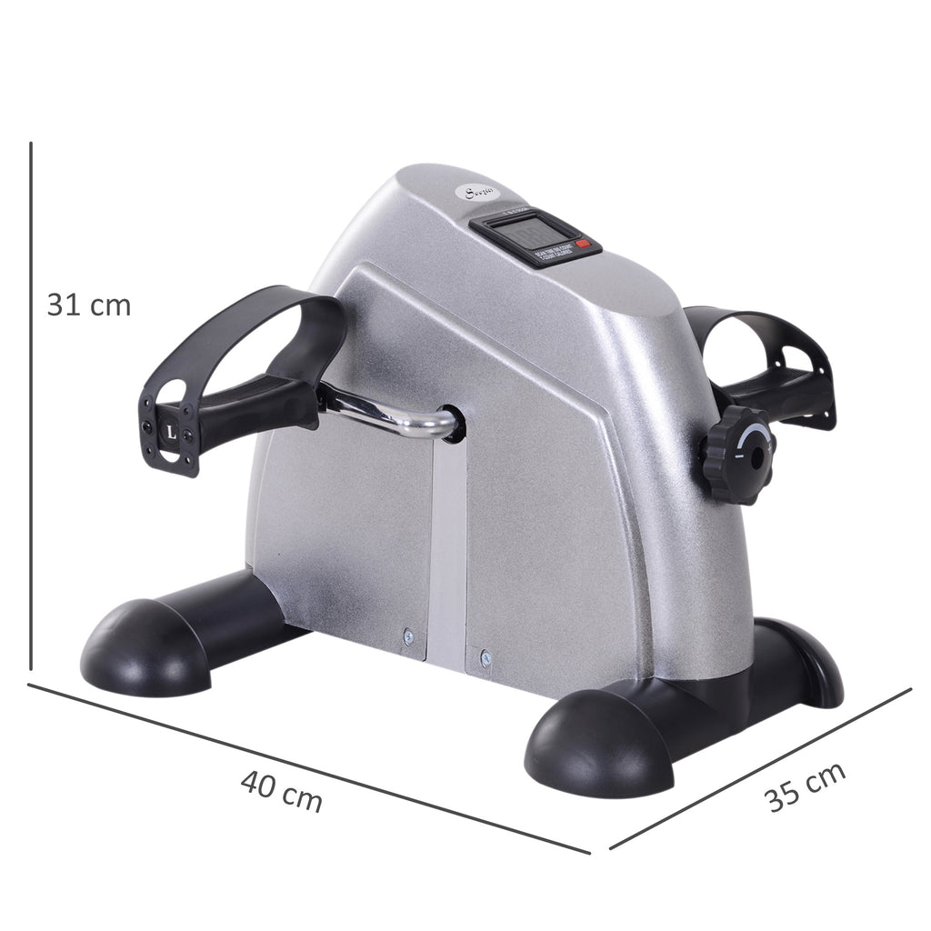 HOMCOM Mini Portable Exercise Bike for Legs and Arms, Rehabilitation Pedal Exerciser with LCD Display, Silver