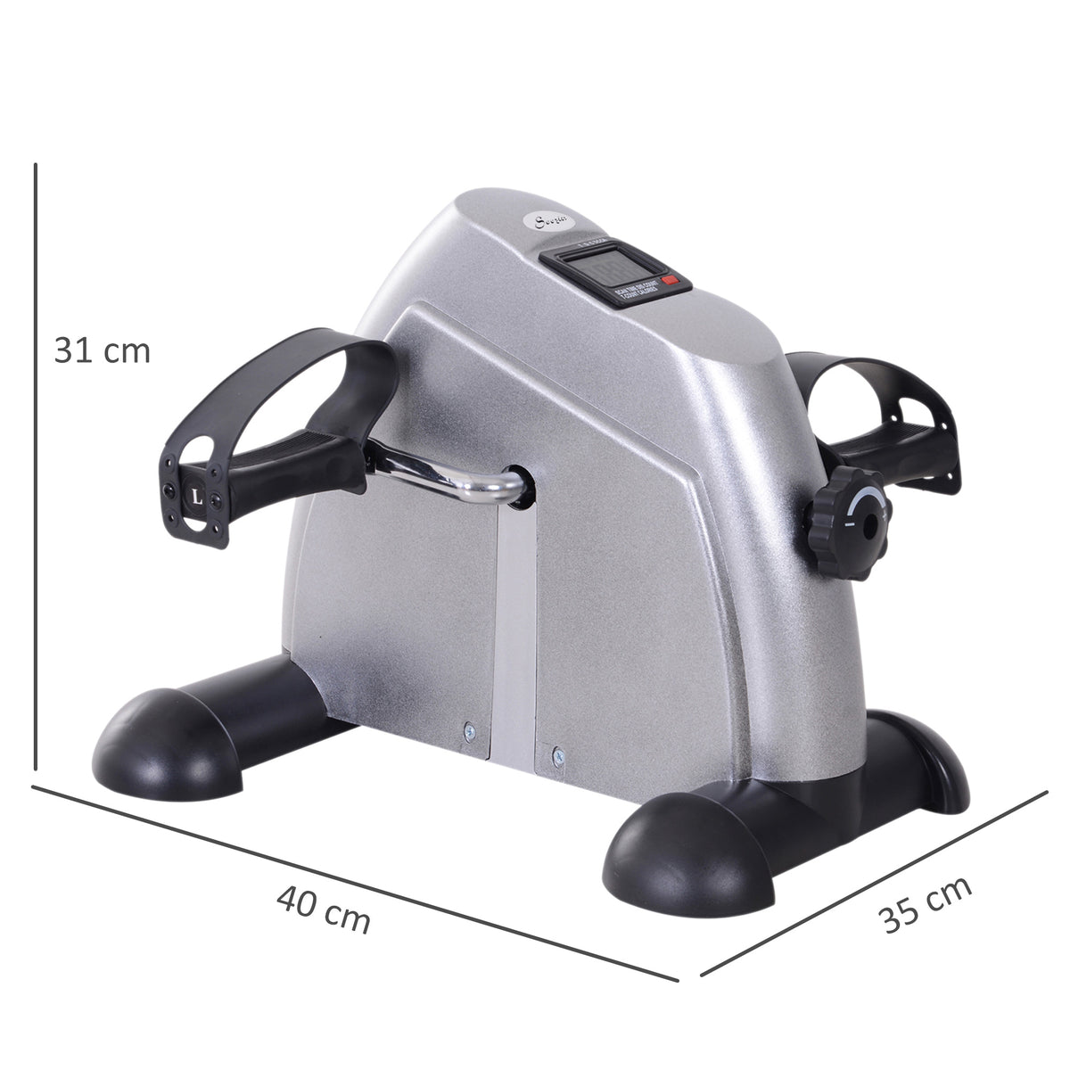 HOMCOM Mini Portable Exercise Bike for Legs and Arms, Rehabilitation Pedal Exerciser with LCD Display, Silver