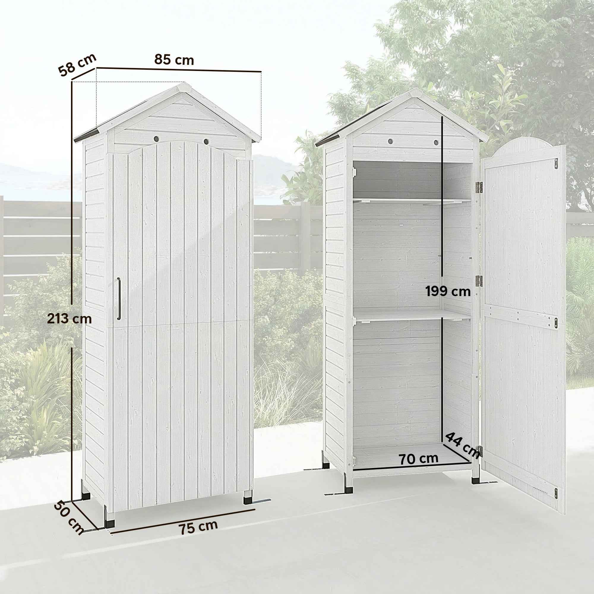 Outsunny Wooden Garden Shed, Storage Room with Adjustable Shelves and Galvanized Roof.