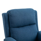 Reclining Chair with Footrest, in Linen Effect Fabric, Wood and Metal, 77x91x106 cm, Blue