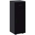 Bathroom Cabinet Chipboard with Drawer and 2-Tier Adjustable Cabinet, 30x30x82 cm, Black and Grey