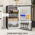 Hotels / Kitchenettes 91L Mini / Small Refrigerator with Adjustable Thermostat, Adjustable Shelves and Drawer, Silver