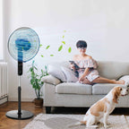 HOMCOM Pedestal Fan with Remote Control, Adjustable Height, 3 Speeds, Adjustable Tilt Angle, Metal, Black