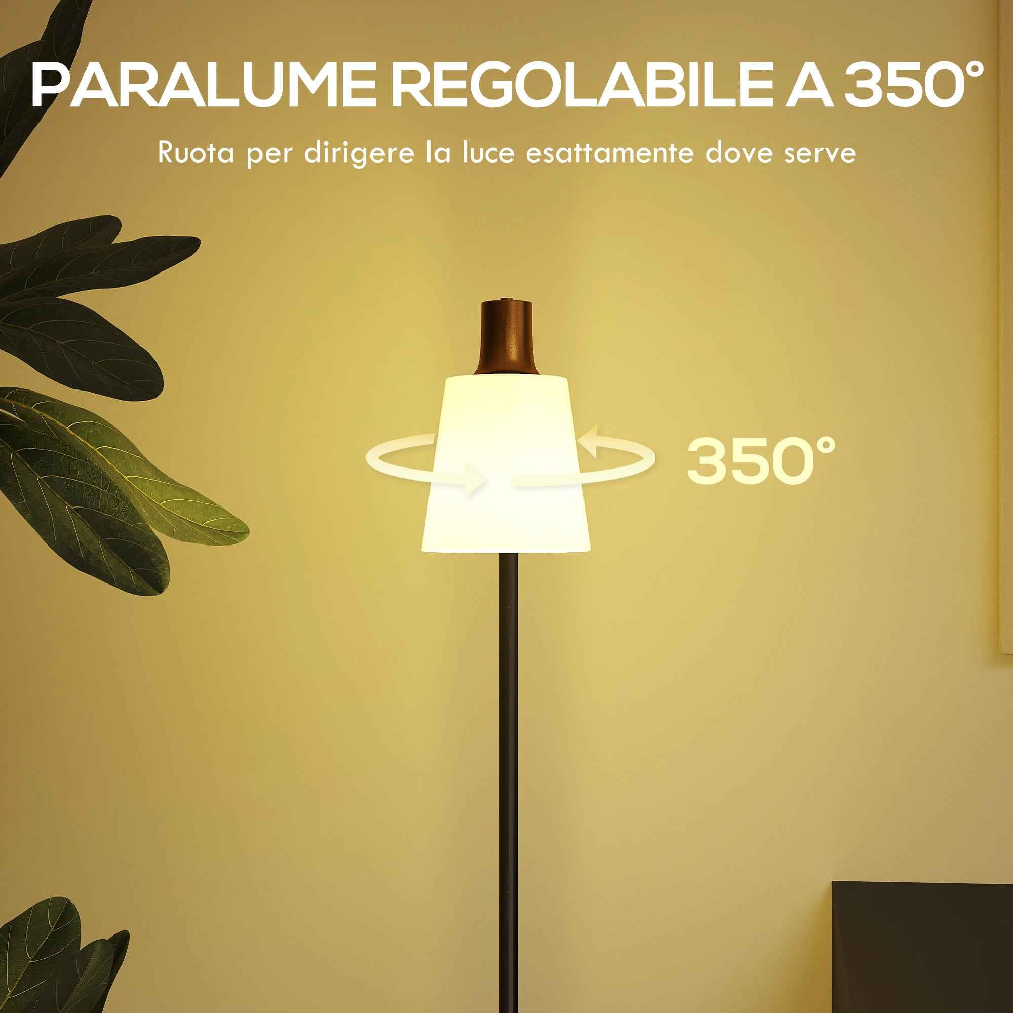HOMCOM LED Floor Lamp with 350° Swivel Head, 3000K/4000K/6500K Color Temperature Adjustment, Black