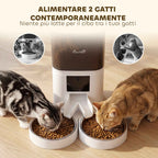PawHut 6L Automatic Cat Food Dispenser, WiFi 2.4G, App Control with Timer, 1-10 Meals per Day, 10s Recorder, 2 Stainless Steel Bowls