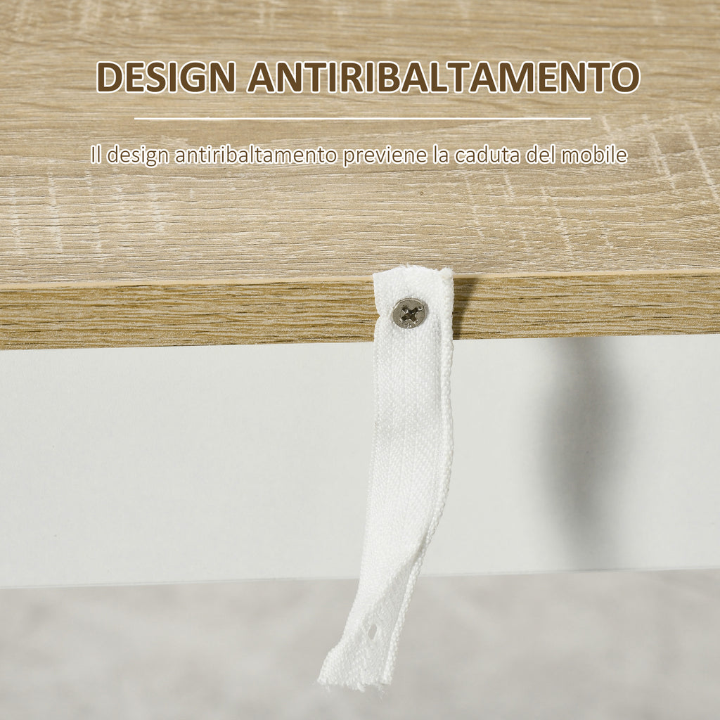 Bar Table with 3 Shelves and Protective Bars, in Steel and Chipboard, 112x57x106 cm, White