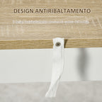 Bar Table with 3 Shelves and Protective Bars, in Steel and Chipboard, 112x57x106 cm, White