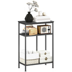 3-Tier Console Table with Metal and Wood Frame, 55x30x81 cm, Black