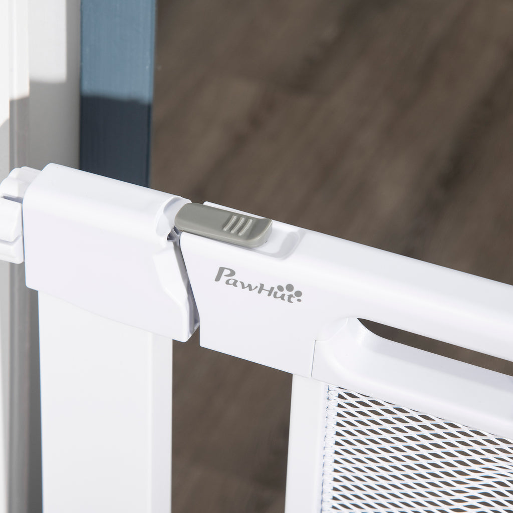 Adjustable Dog Gate with Self-Closing, Steel and ABS, 75-82x76 cm, White