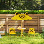 Garden Set for Children 2-5 Years with Round Table, 2 Folding Chairs and a Umbrella, Yellow