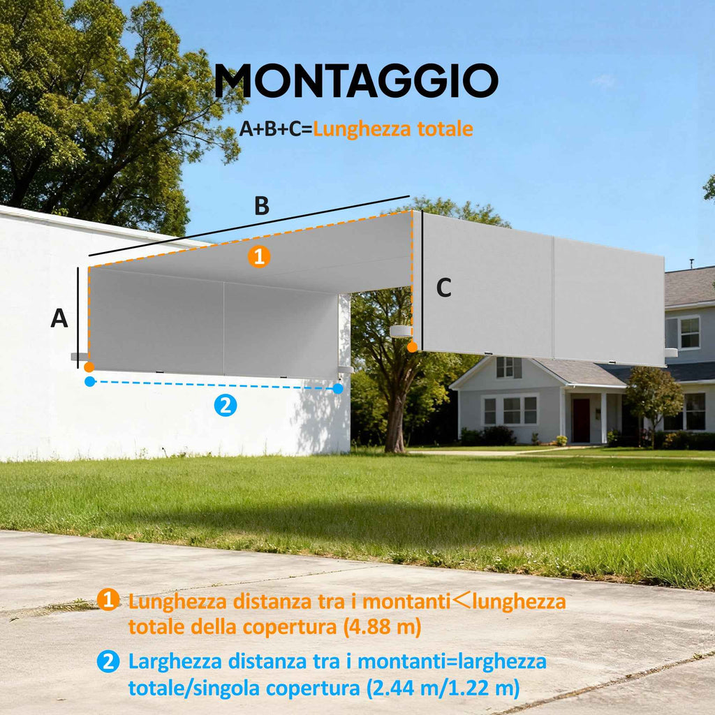 Outsunny Pergola Cover UV30+ Gazebo Canopy, 3x3m, Light Grey