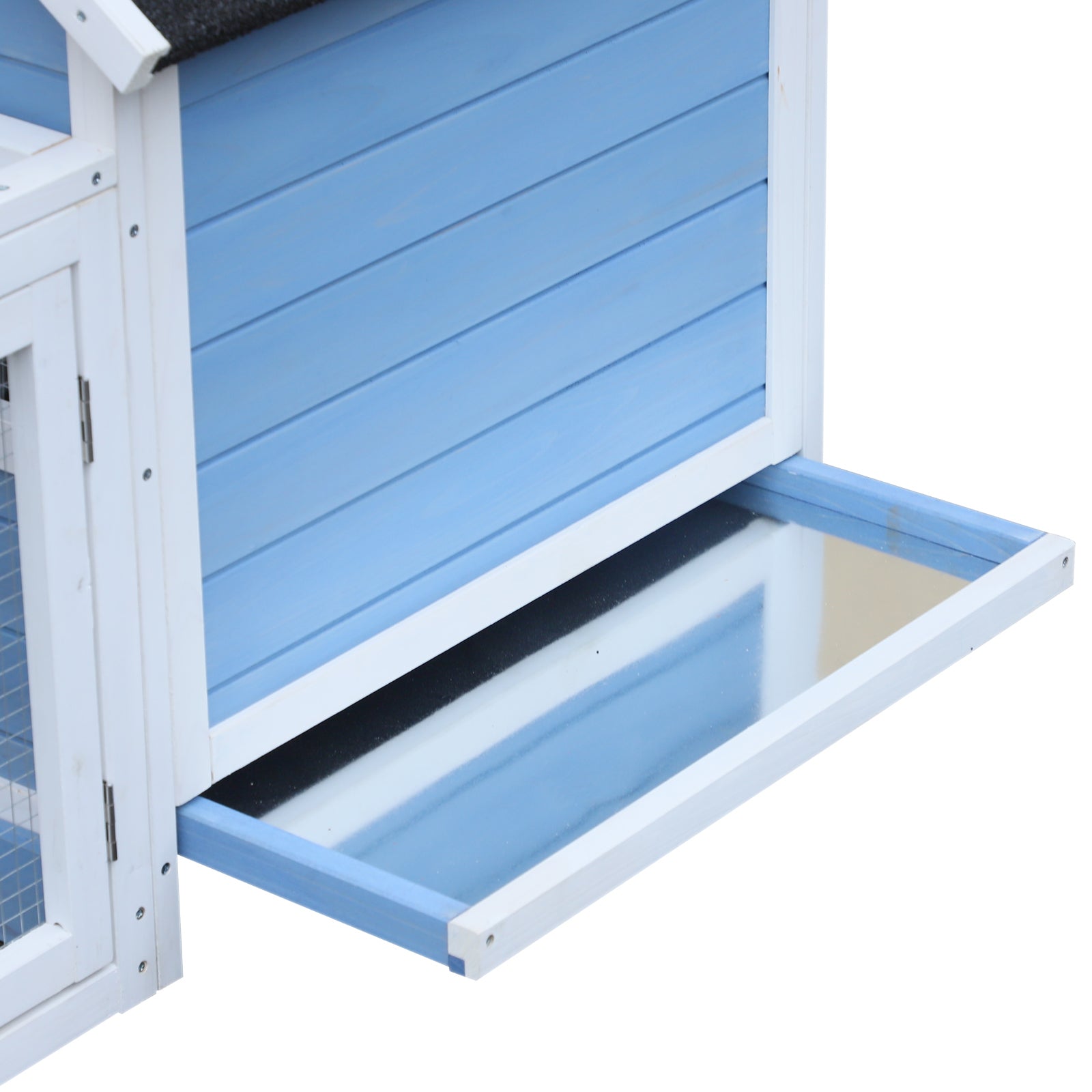 Chicken Coop with Running Area and Removable Nesting Tray, Wooden Garden Chicken Coop with Waterproof Roof, 180x91x79 cm