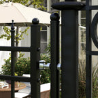Safety Gate with Lock, 3 Keys and 2 Posts, in Galvanized Steel, 107x204 cm, Black
