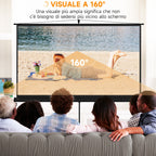 100" Foldable Projector Screen, 16:9 Format, Adjustable Tripod, 235.8 x 8 x 136 cm, Black