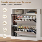 HOMCOM Narrow Shoe Rack with Adjustable Dividers, White