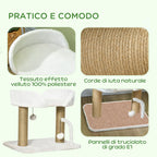 Cat Tower for Cats up to 5kg in Chipboard with Scratching Post and Toy Balls, 48x38x42 cm, Yellow and White