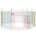 PawHut 8-Panel Dog Gate with Snap Lock, for Medium Dogs, Steel, Ø156x60 cm, Multicolor