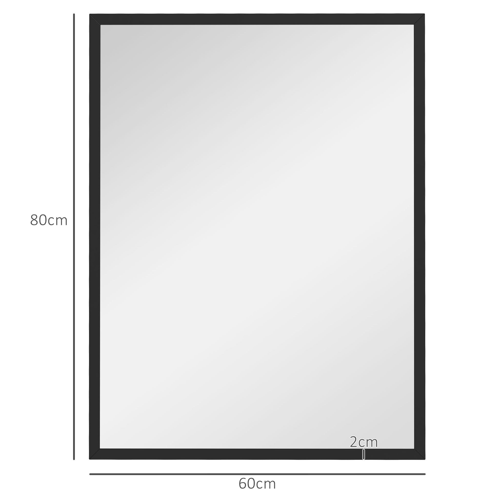 HOMCOM Rectangular Wall Mirror with Hooks, in Glass and MDF, 60x80 cm, Black - Borgè