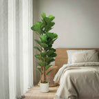HOMCOM Artificial Green Fig Plant in PEVA and Wood with PP and Cement Container Pot, 50x50x150 cm