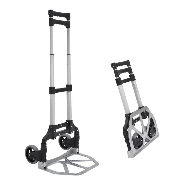 Folding Luggage Cart Max 70kg with Telescopic Handles and Adjustable Height, 41x38.5x100 cm, Silver