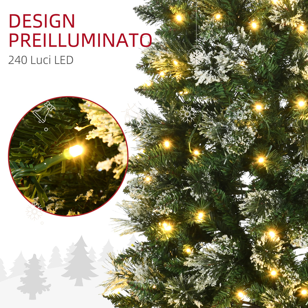 180cm Snow-Covered Christmas Tree with 240 LED Lights and 618 Branches with Steel Base