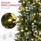180cm Snow-Covered Christmas Tree with 240 LED Lights and 618 Branches with Steel Base