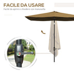 Outsunny 3x2m Rectangular Garden Umbrella with Crank Opening and Tilting, Coffee