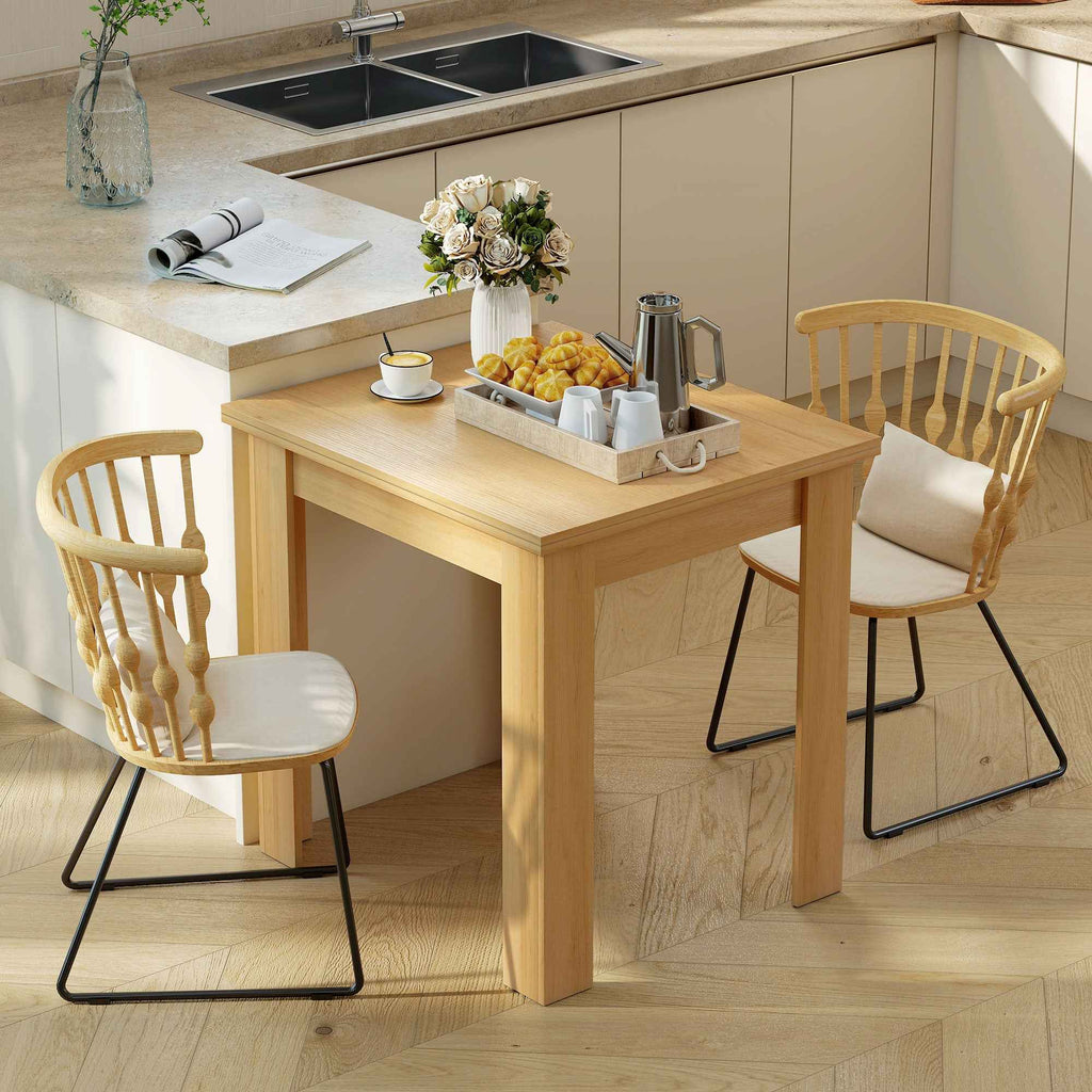 HOMCOM Extendable Dining Table for 4-6 People in Wood and Steel, 140x80x77.5 cm, Wood Color
