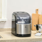 Self-Cleaning Ice Maker with 9 Cubes in 6-12 Minutes, in PP and Stainless Steel, 24.2x35.3x33 cm, Black - Borgè