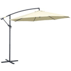 Off-Center Garden Umbrella with Cross Base Included, Metal and Polyester, 3x2.5 m, Beige