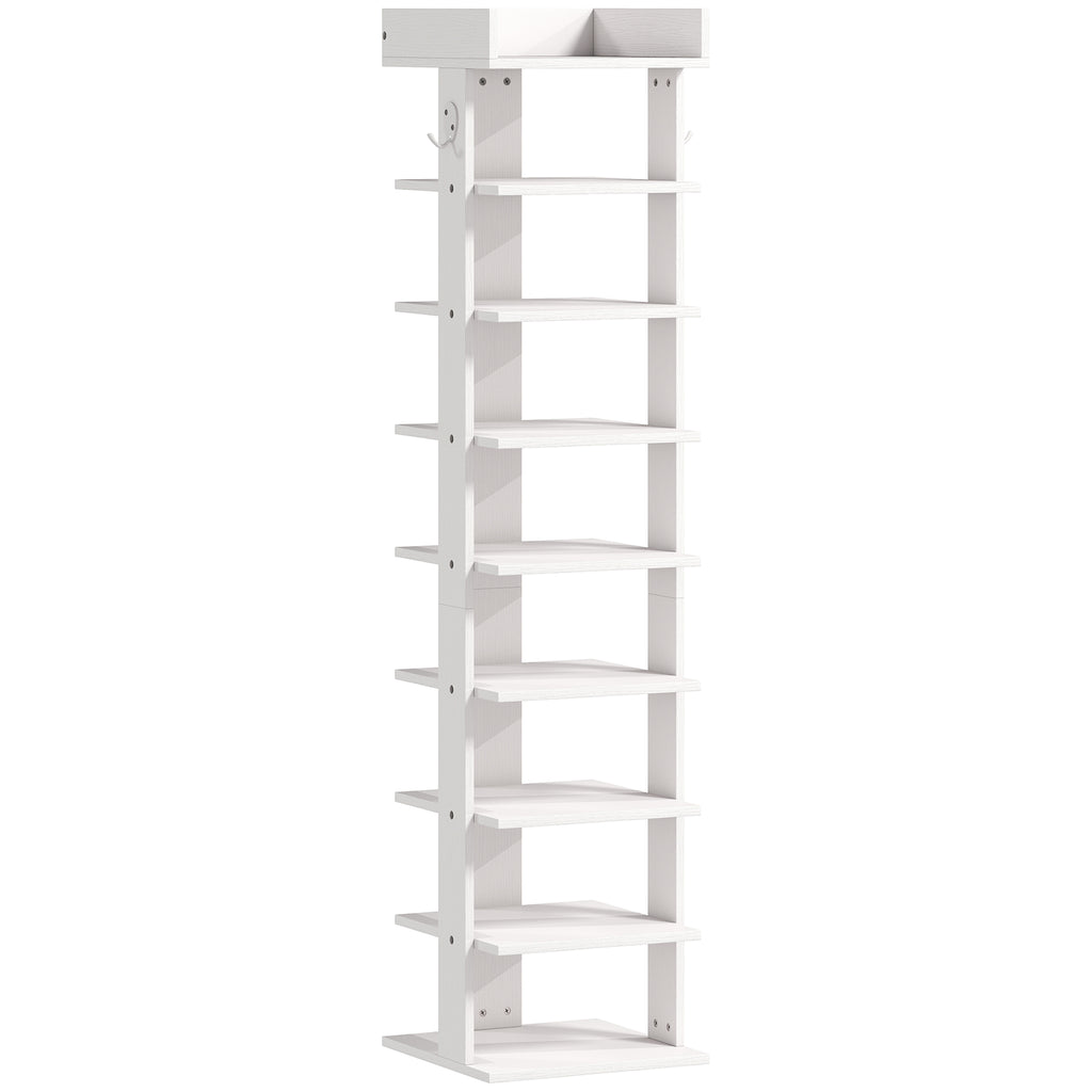 HOMCOM 9-Tier Shoe Rack, Entryway Shoe Organizer, White