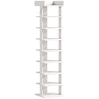 HOMCOM 9-Tier Shoe Rack, Entryway Shoe Organizer, White