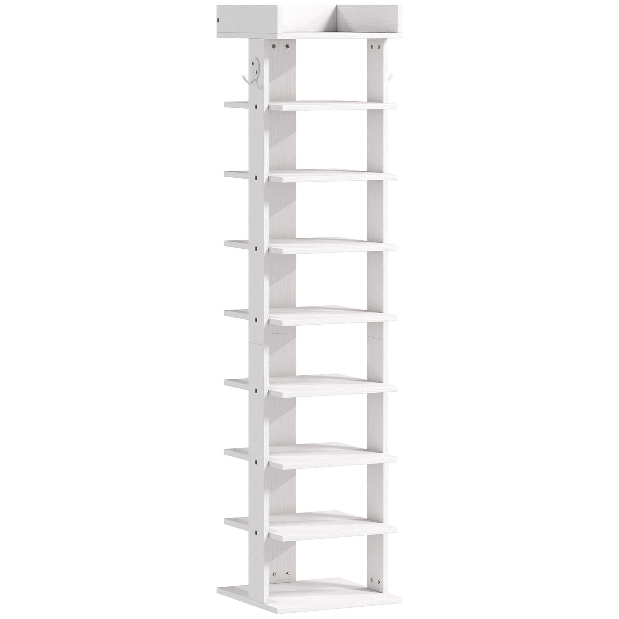 HOMCOM 9-Tier Shoe Rack, Entryway Shoe Organizer, White